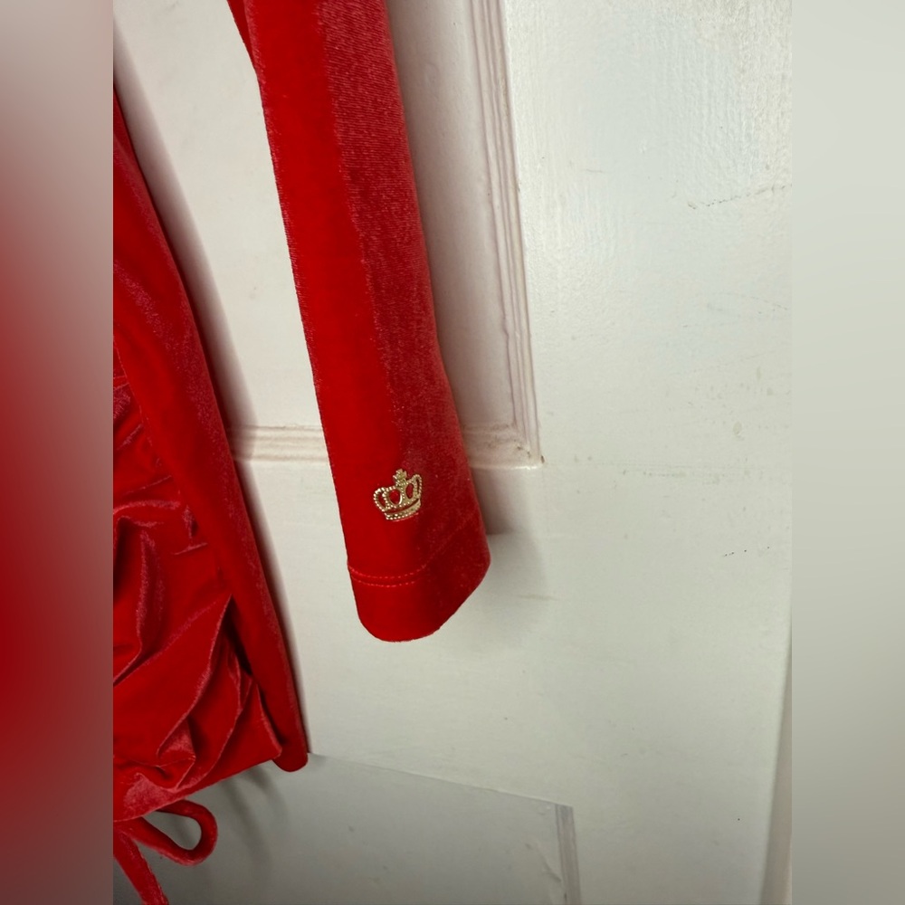 Juicy Couture Red Velvet Long Sleeve Dress - Picture 4 of 5